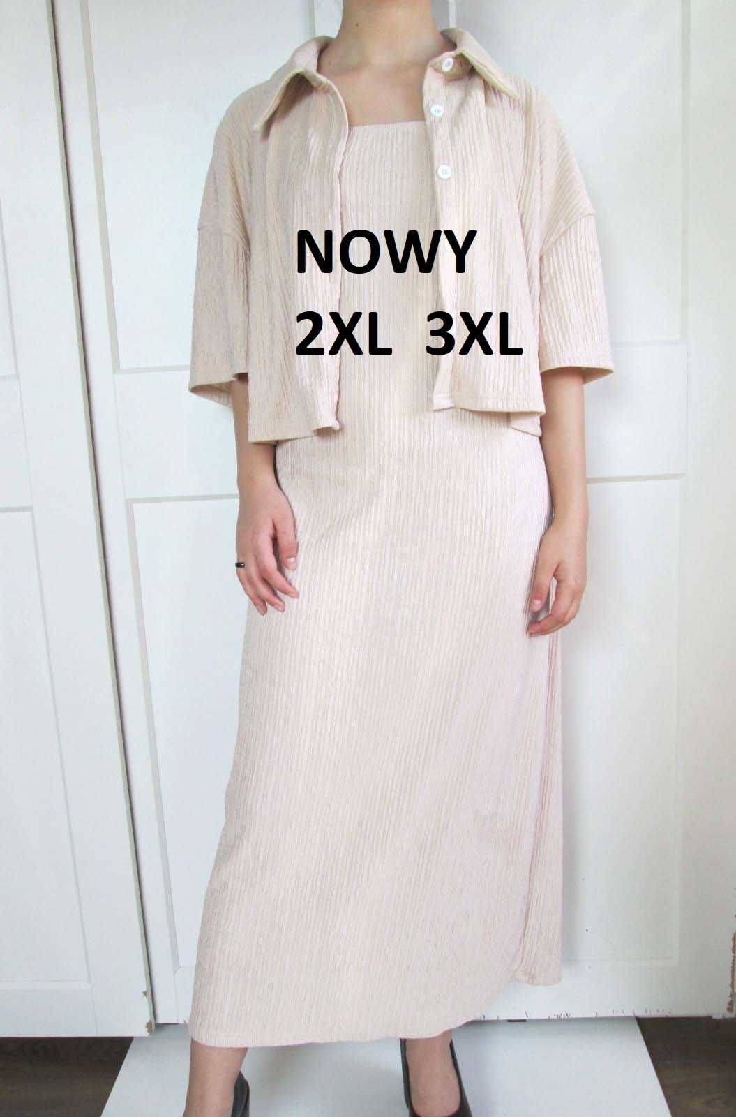 Komplet garnitur sukienka żakiet elegancki plus size 2XL 3XL