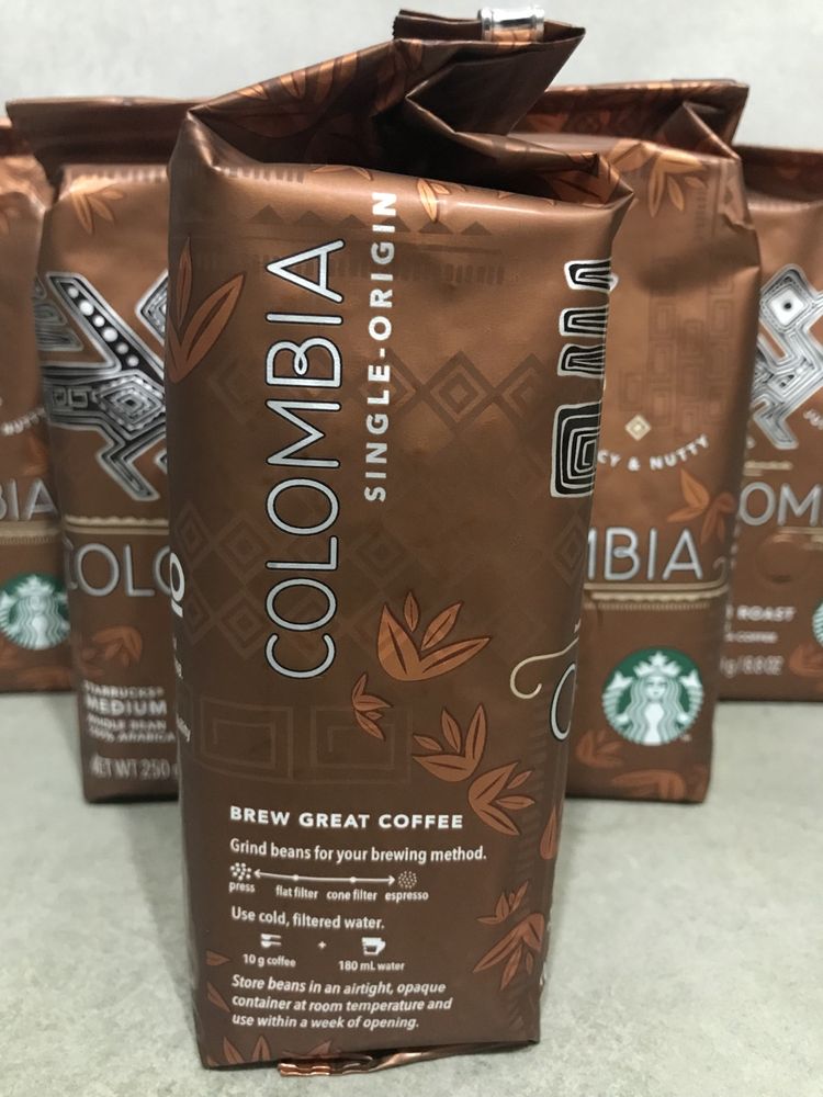 Starbucks Colombia Medium зерна, Brasil blend кава в зернах США.