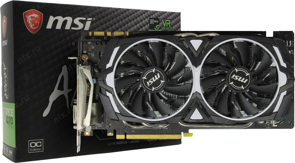 Видеокарта 1070 MSI ARMOR 8Gb - потенциал для разгона.