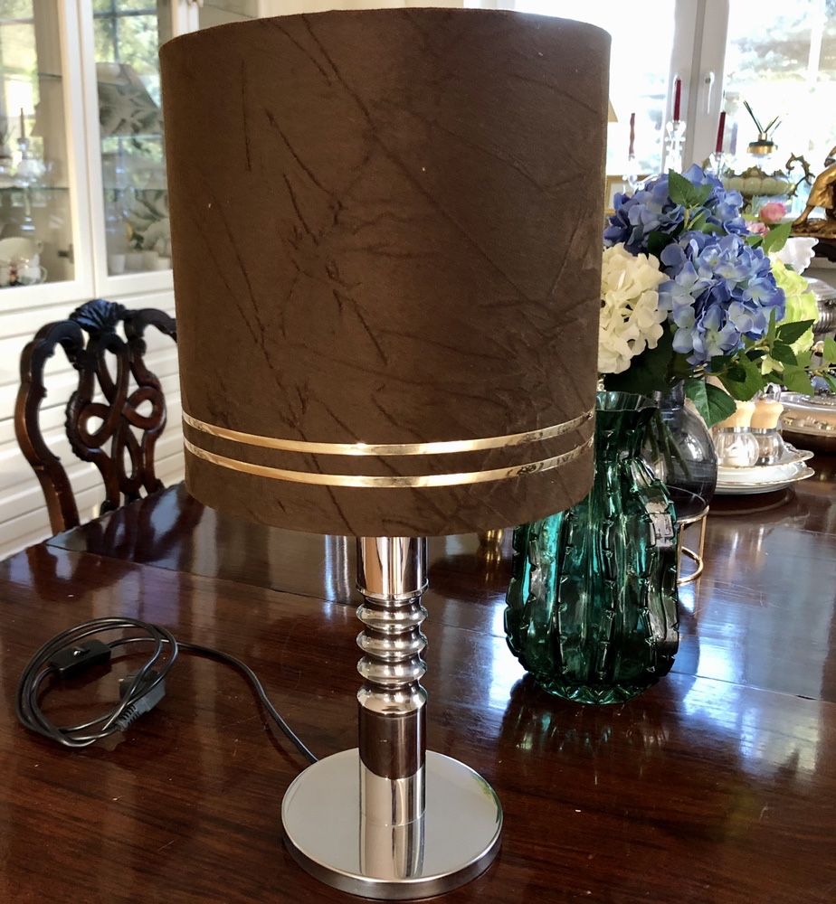 Lampa stolowa vintage z abazurem 1980r