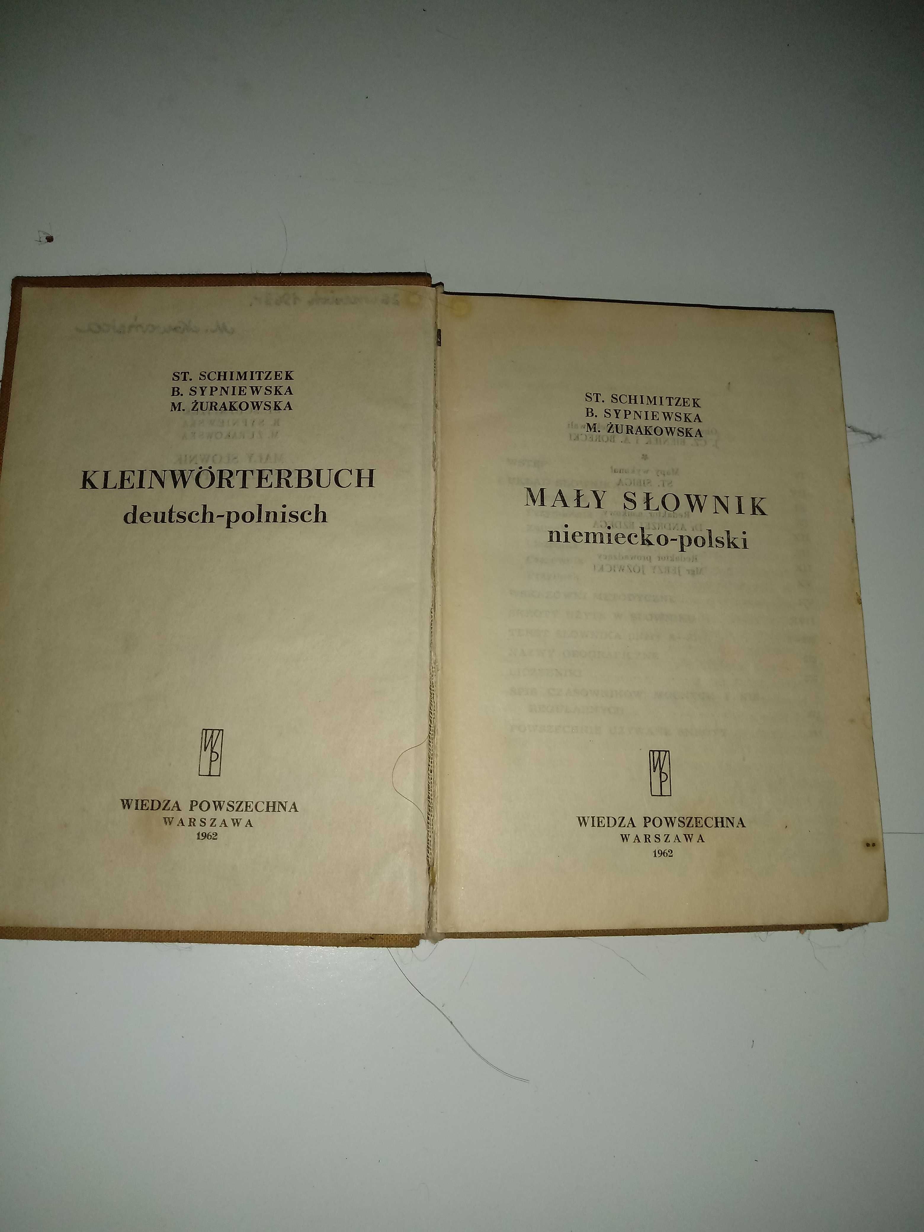 Mały słownik niemiecko - polski, 1962r, Schmitzek Sypniewska i in