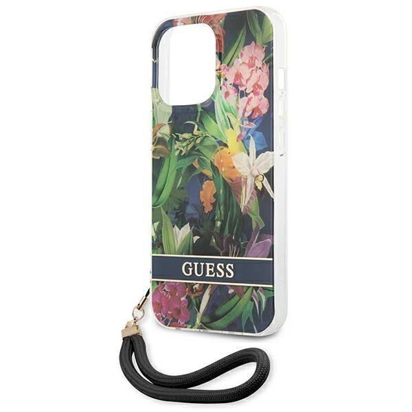 Etui Guess Flower Strap do iPhone 13 Pro Max 6,7" w kolorze Niebieskim