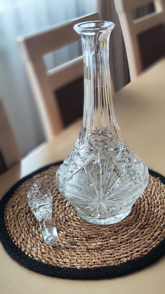 Kryształowa duża karafka PRL piękny wzór karafka na alkohol whisky