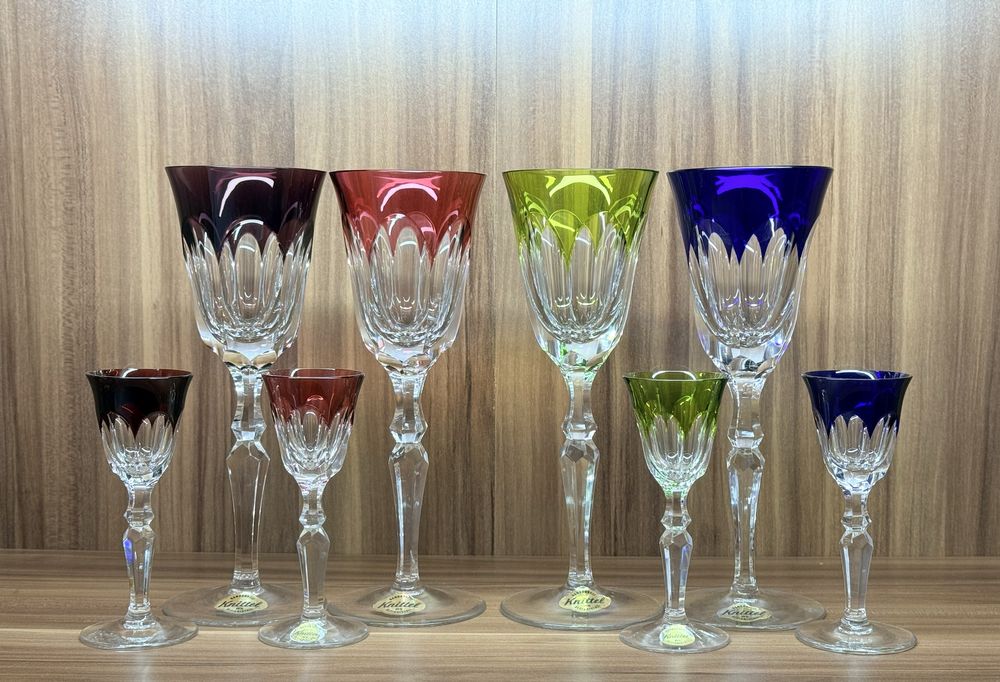 Винтажные хрустальные фужеры для вина и рюмки фирмы Knittel GDR Герман