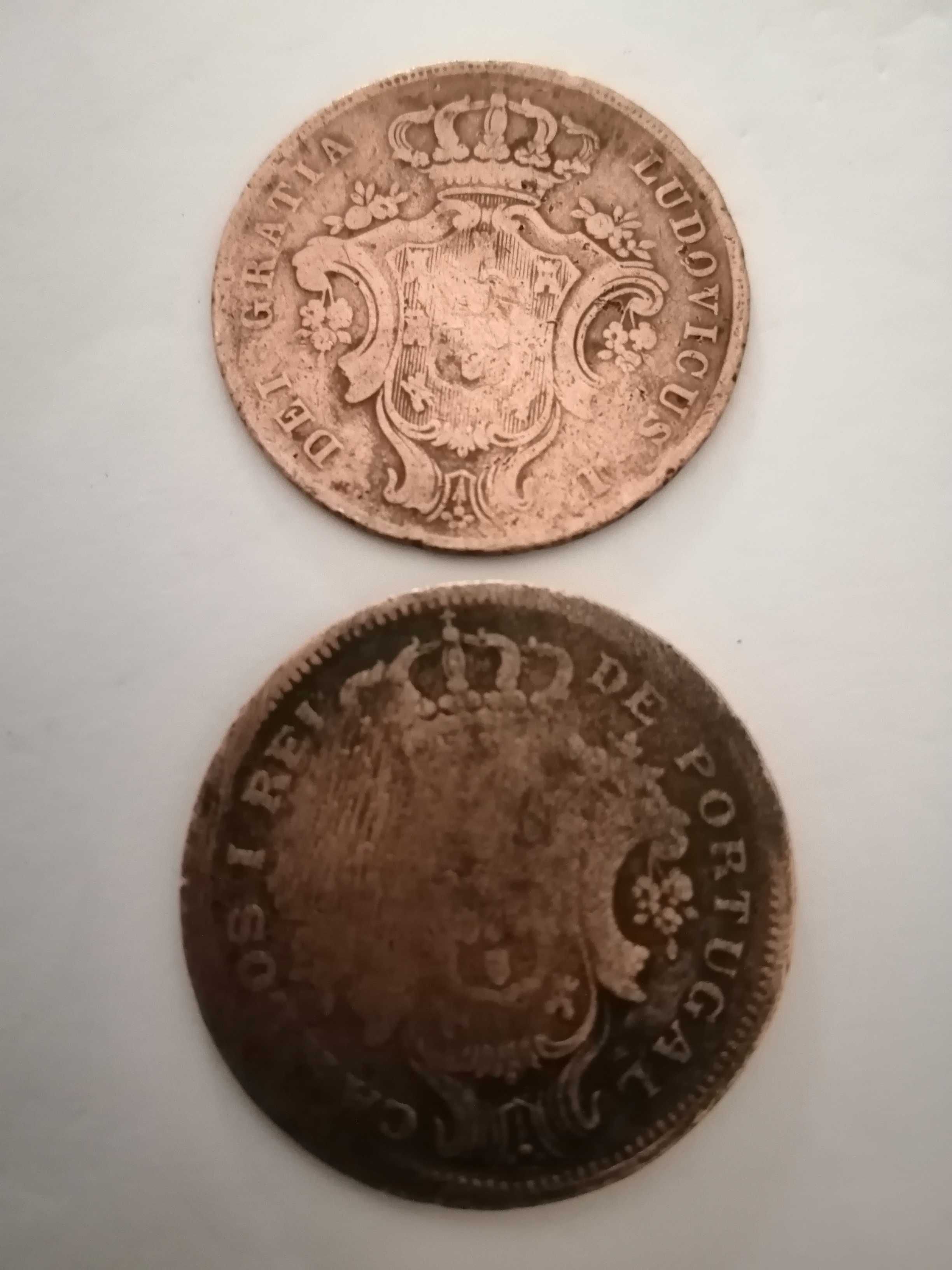 2 moedas da Monarquia, que circularam nos Açores,de 10 réis.