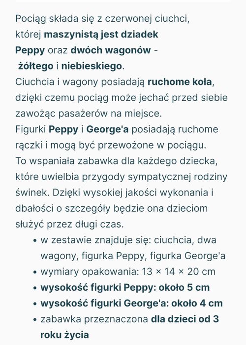 Świnka peppa pociąg dziadek