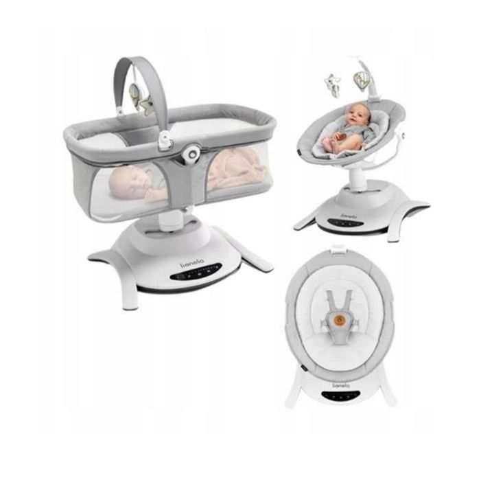Leżaczek bujaczek elektryczny + gondola 2w1 lionelo Bella Set Grey Con