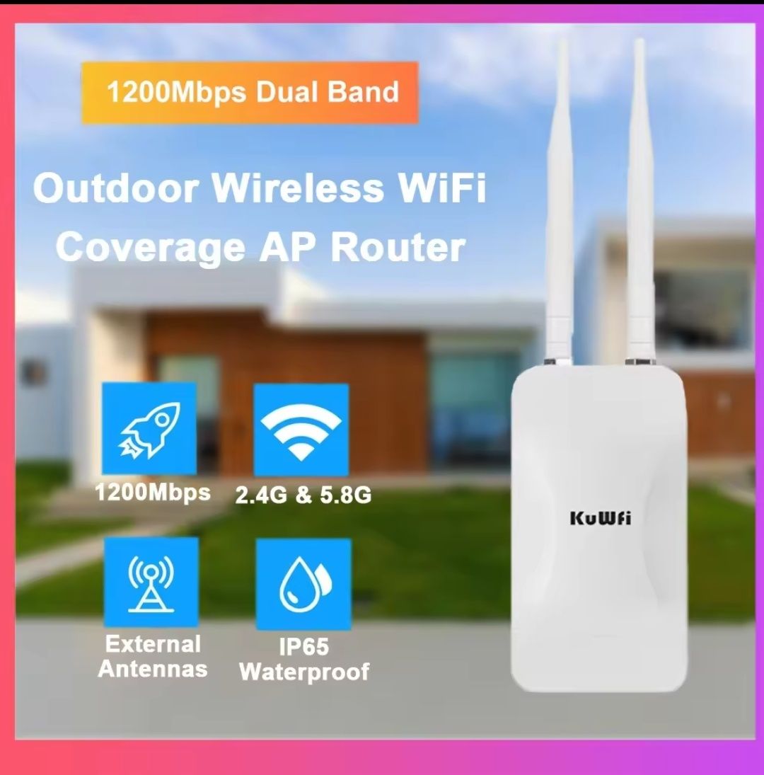 Wifi Zewnętrzny Wzmacniacz Router i punkt dostępu Kuwfi2.4i5.8G 1200Mb