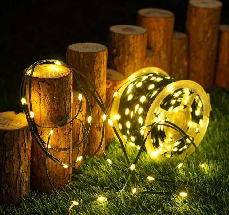 Lampki choinkowe 1000 led 100m światełka drucik ryż ciepły biały