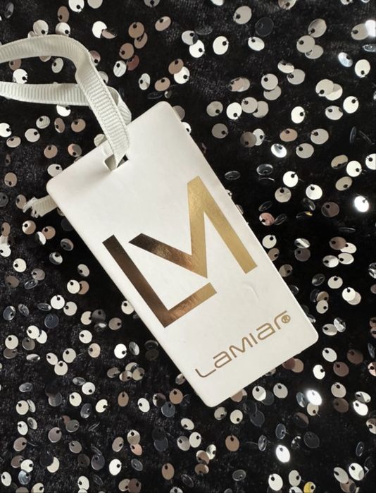 NOWA włoska sukienka sylwestrowa Lamiar cekiny Italy rozmiar uni