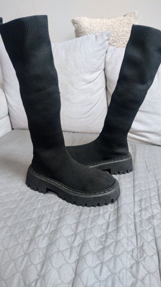 Buty skarpety kozaki na platformie wiosna jesień r.40