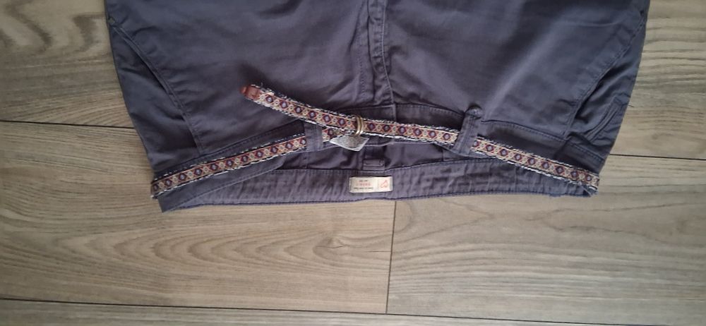 ESPRIT zestaw 42 /XL szare chinosy z paskiem bawełna + bluzeczka róż