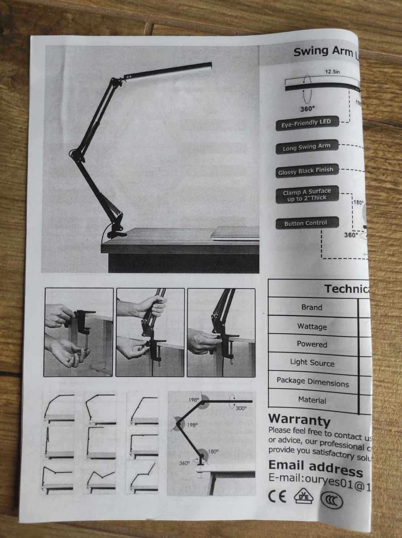 Lampa biurkowa LED, ściemniana, zaciskowa, 12 W