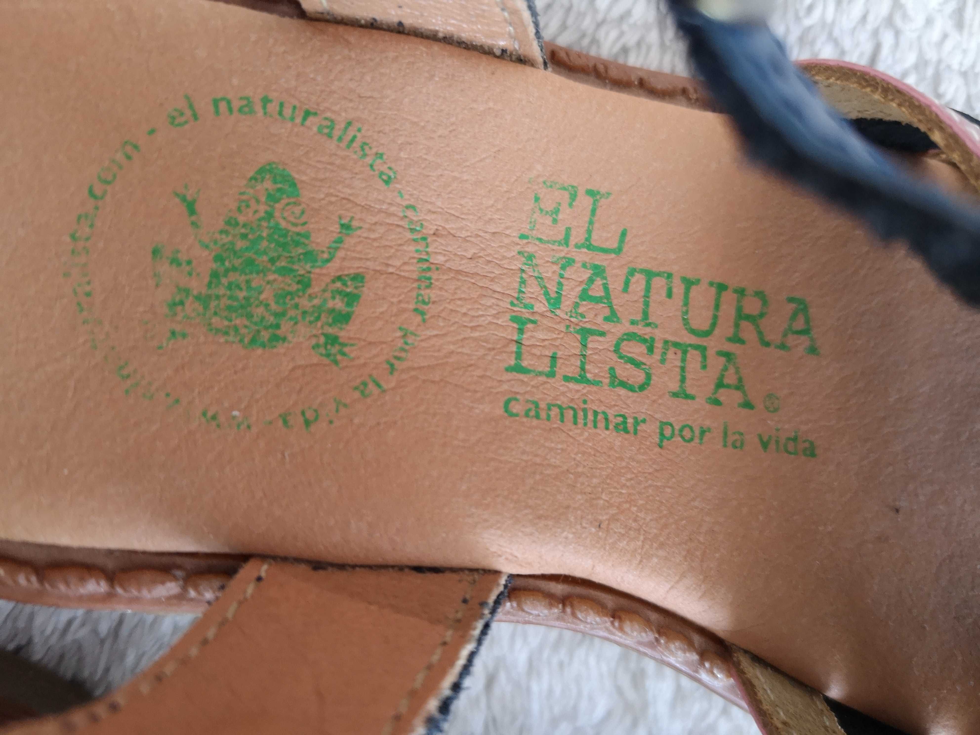 Skórzane eleganckie granatowe buty sandały El Naturalista 25 jak nowe