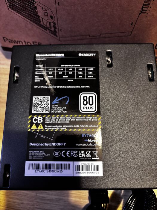 Zasilacz do komp. Endorfy Elementum E5 550W, 80+, ATX, gwar. 02.2028