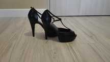Buty rozmiar 37, Deichmann,czarne,paski,obcas,platforma