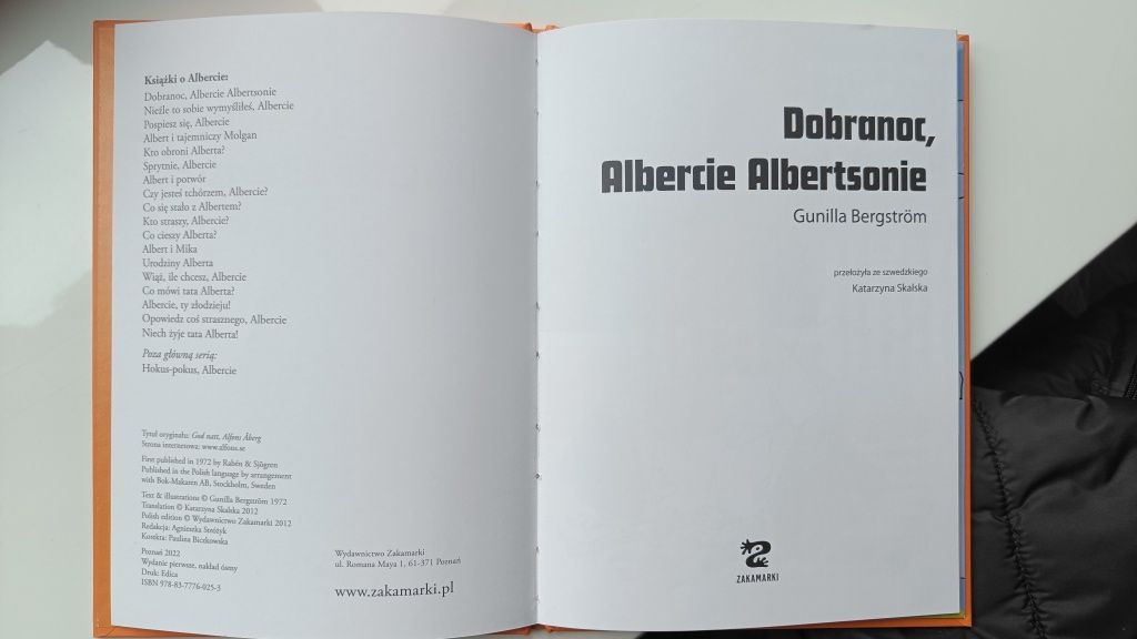 Dobranoc Albercie Albertsonie Gunilla Bergström