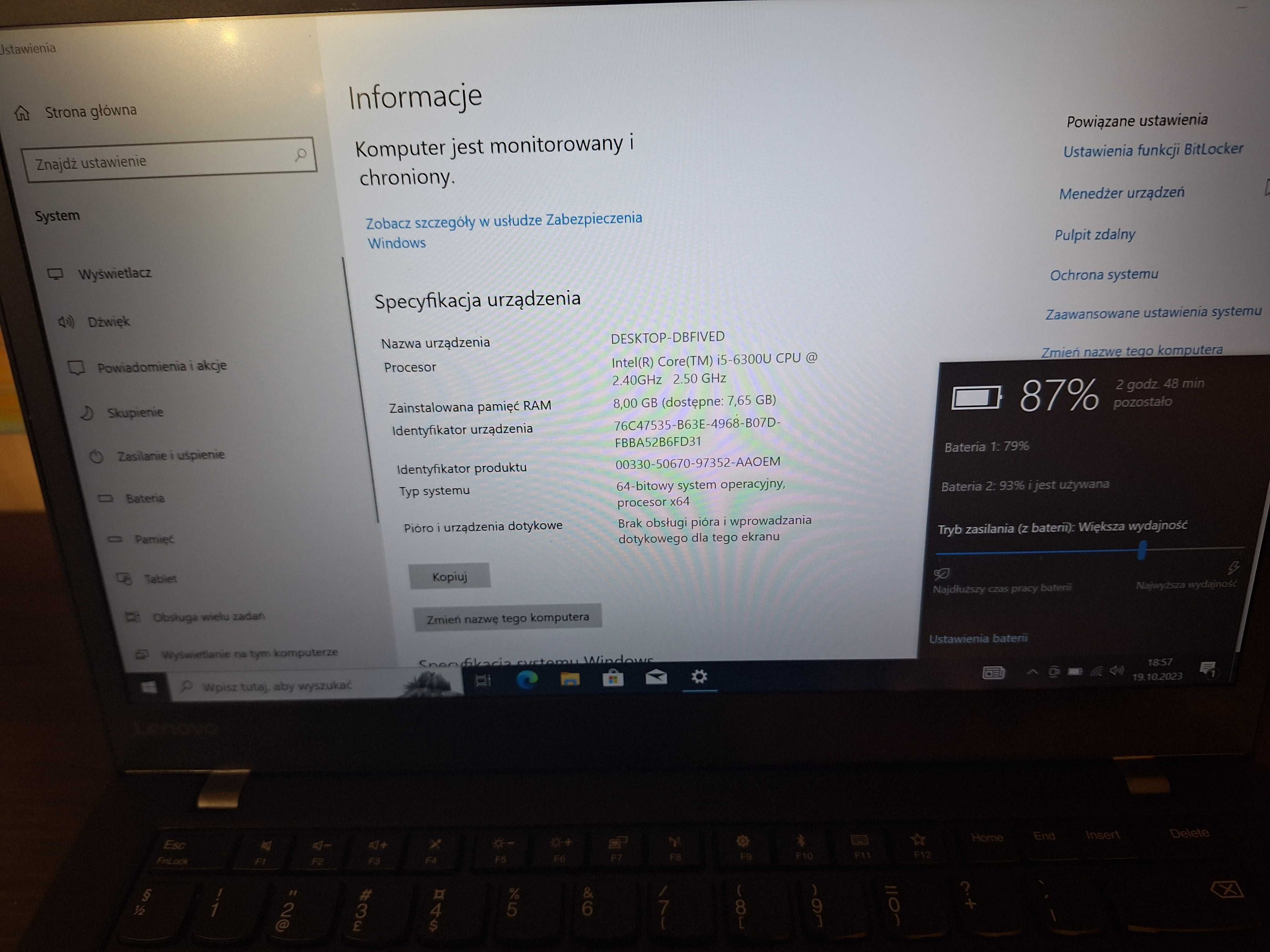 Laptop Lenovo Thinkpad T470s i5/8GB RAM / 128GB Nvme SSD