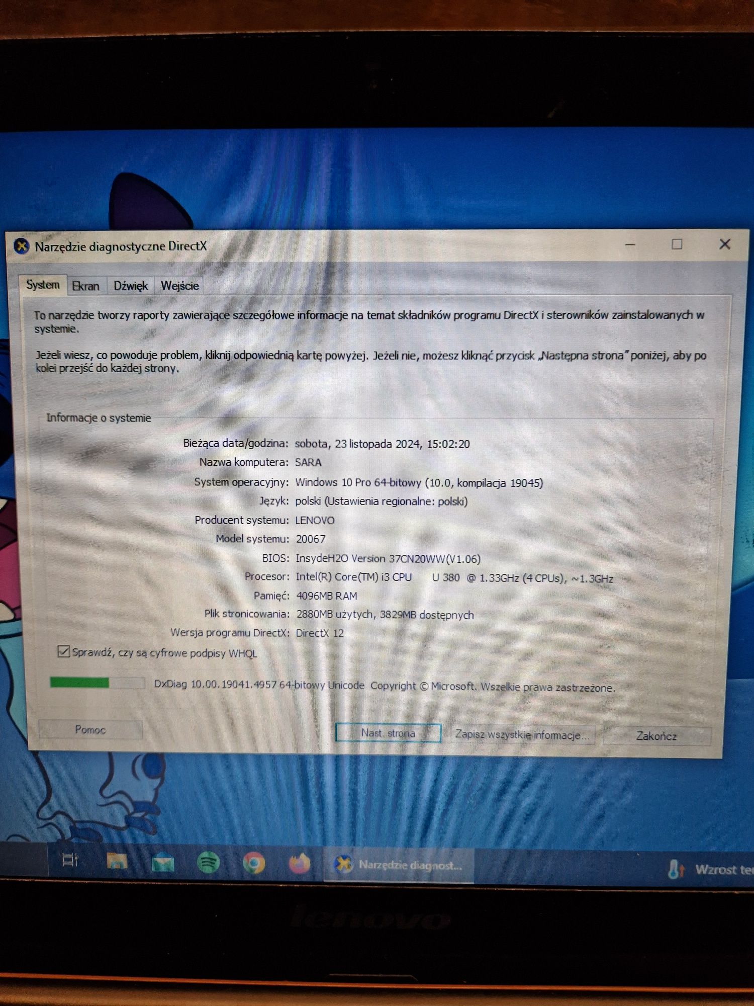 Laptop Ideapad U260 12,5 całą LED i3 4GB  SSD 240GB