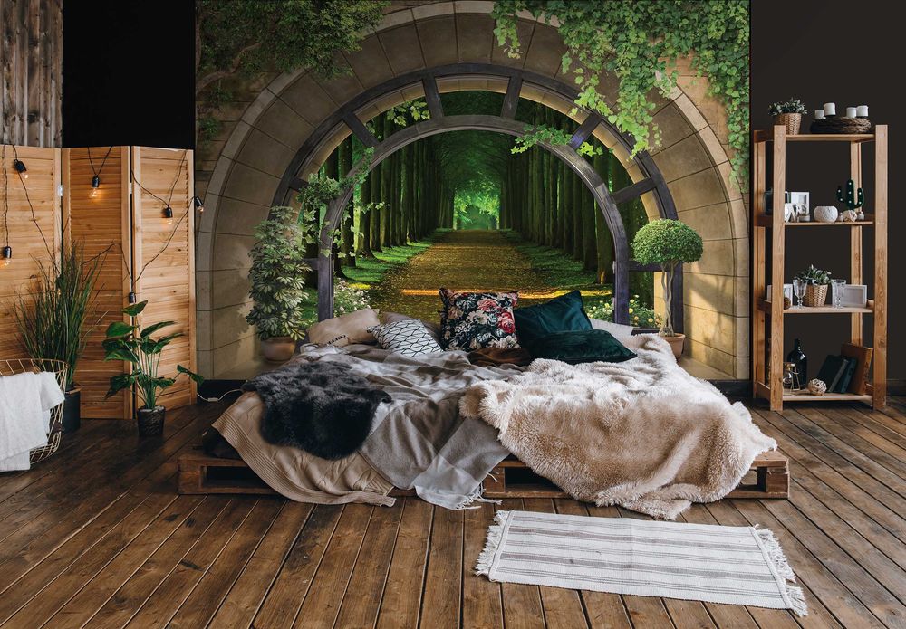 Fototapeta Imitacja Okiennicy Zieleń Na Ścianę 3D Twój Rozmiar + KLEJ