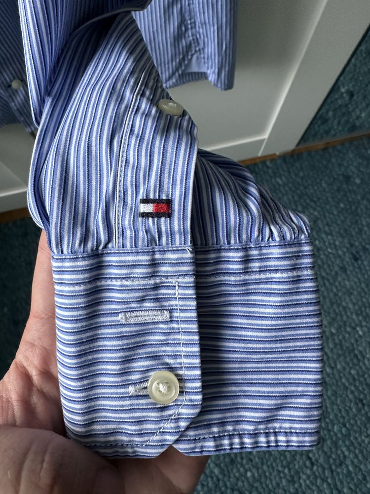 Koszula męska z długim rękawem Tommy Hilfiger niebiesko biała