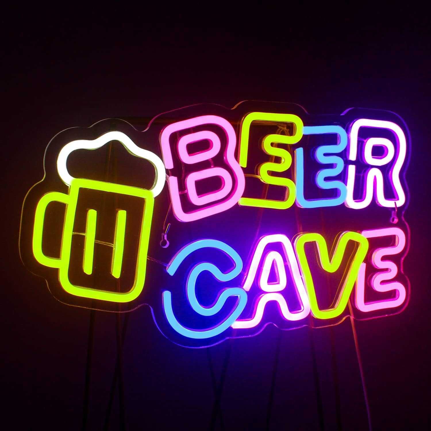 Reclame Luminoso Néon LED em Acrílico Logo de Cerveja " BEER CAVE "