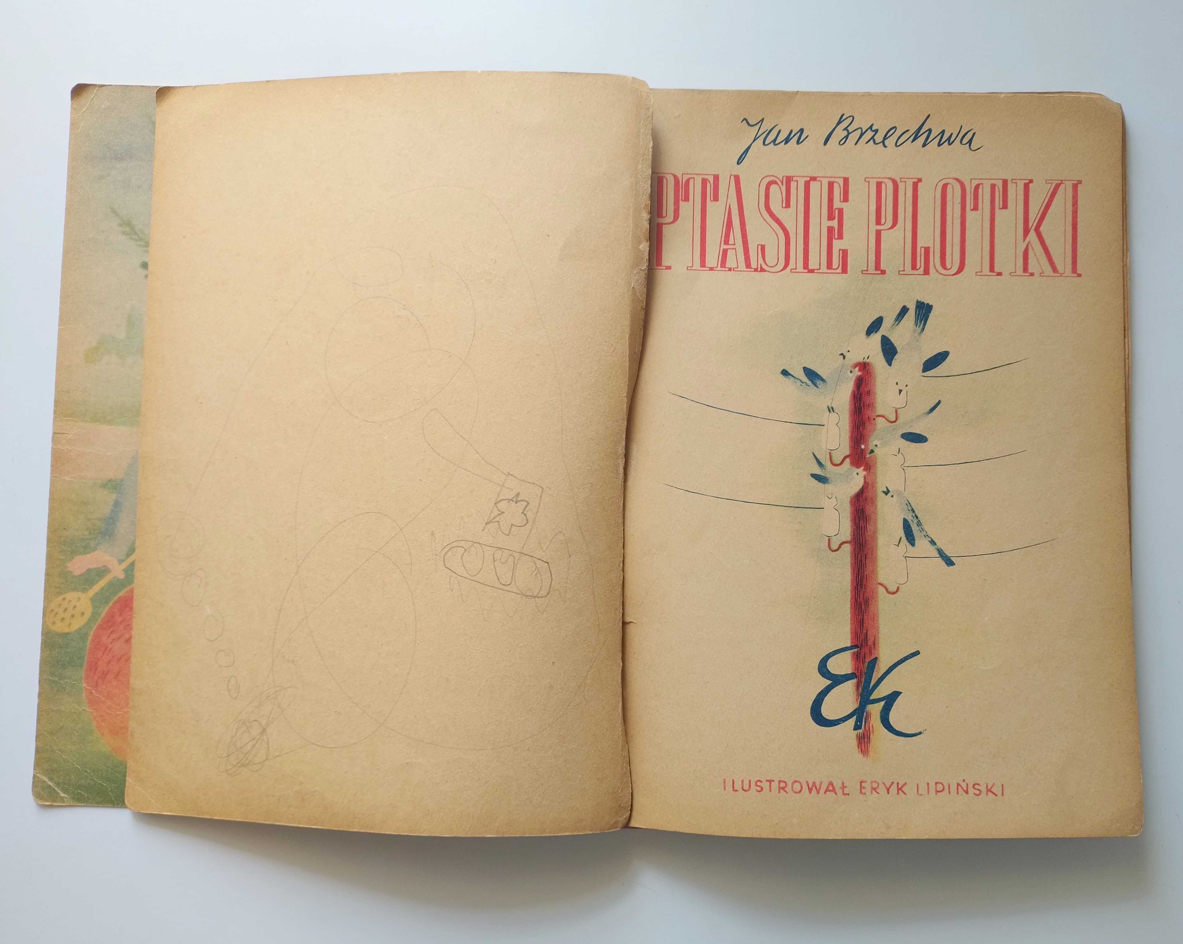 Ptasie plotki Brzechwa 1949 książka stare książki bajki dla dzieci