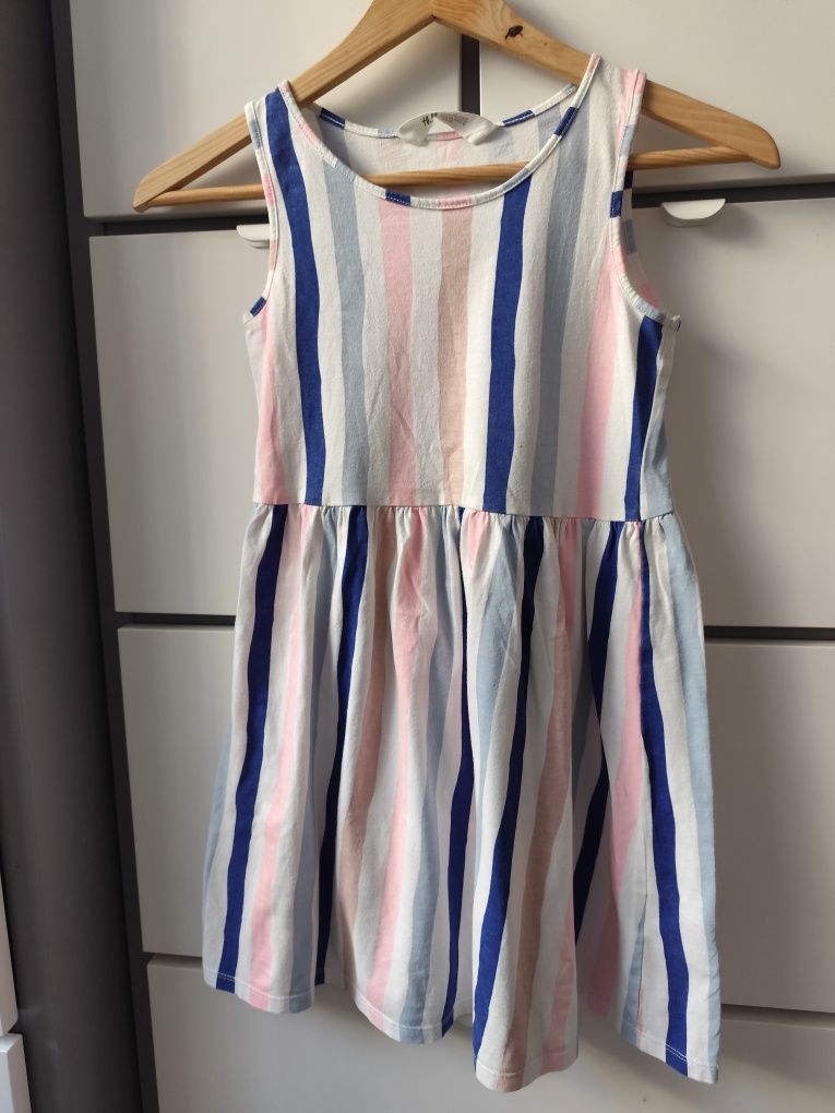Sukienka dla dziewczynki bez rękawów w paski H&M r. 134/140