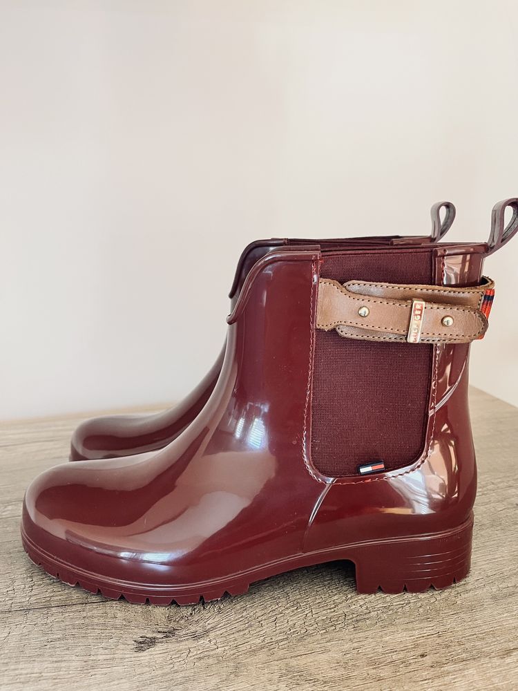 Kalosze burgundowe Tommy Hilfiger 38