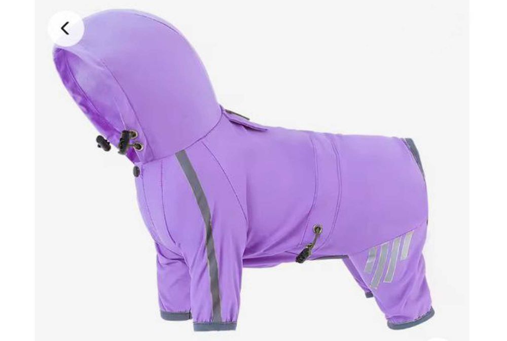 Одяг вітровка дощовик комбінезон для собак із капюшоном S фіолетовий