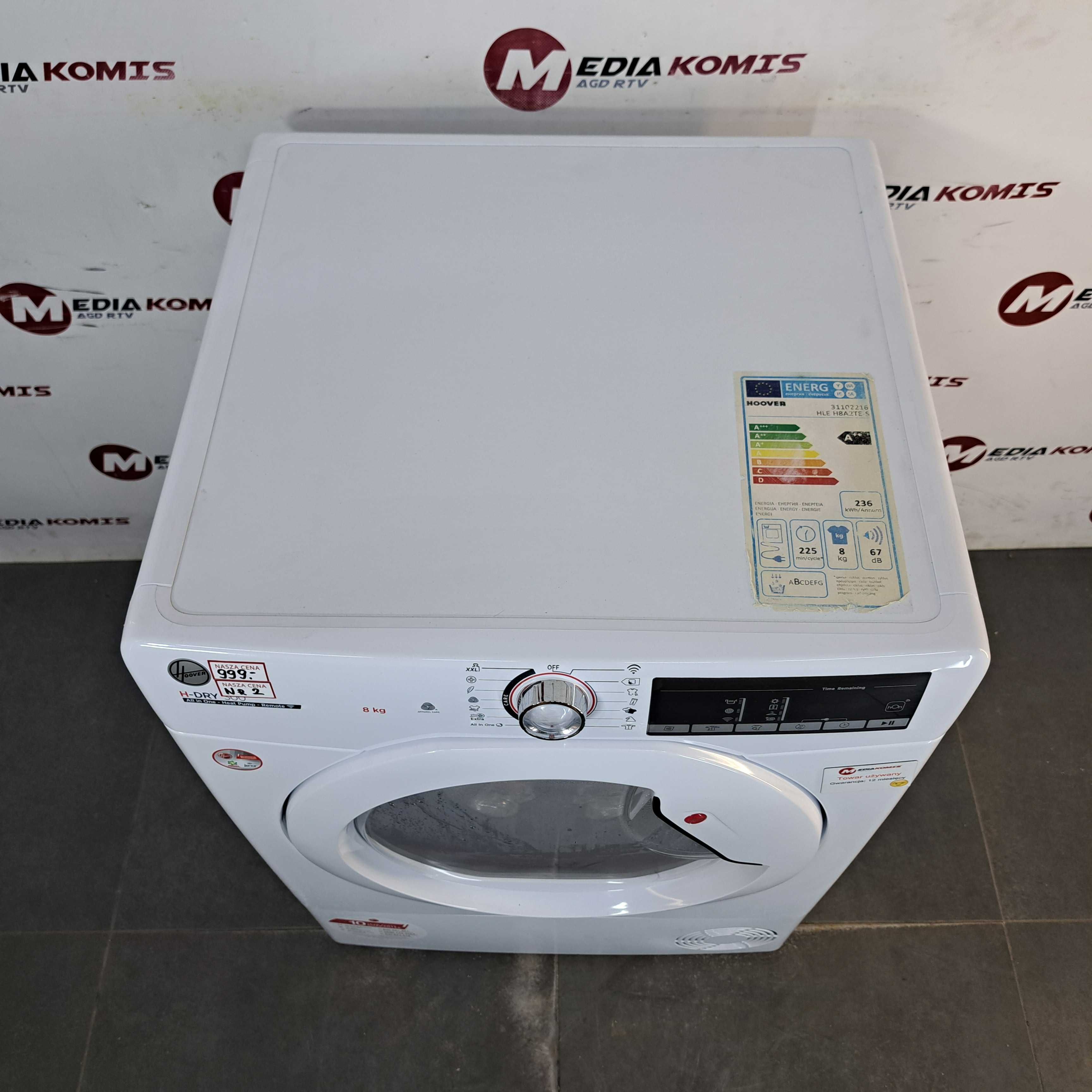 SUSZARKA HOOVER HLE H8A2TE-S [12mscy-gwar]A++/8kg/67dB/Pompa Ciepła[2]