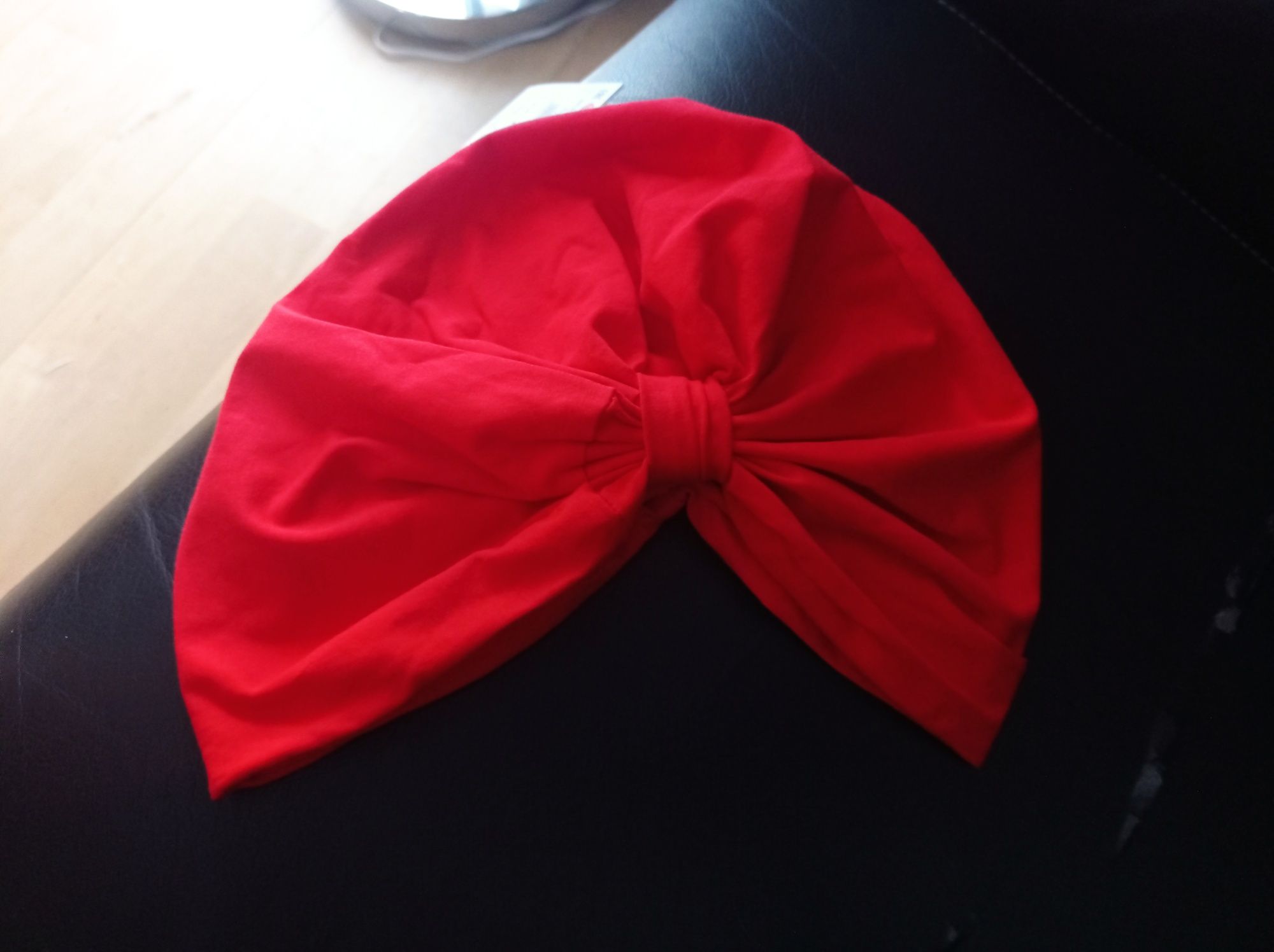 Czapka dziewczęca/turban bawełniany czerwony 56 cm