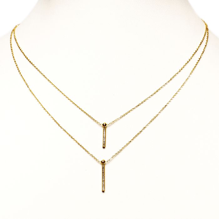 Celebrytka Krawatka Podwójna Cyrkonia Patyk 367