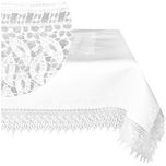 Obrus biały elegancki duży gipura 140x260 cm