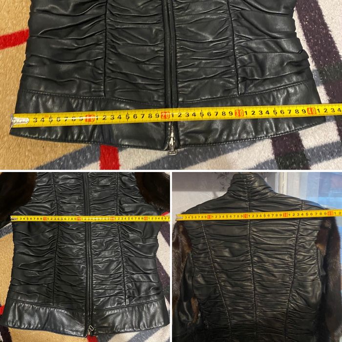 ADAMO кожаная куртка с норковыми рукавами