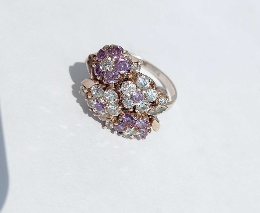 Срібна каблучка кольцо з квітами. Розмір 20.5 розмір, вага 8.2 г