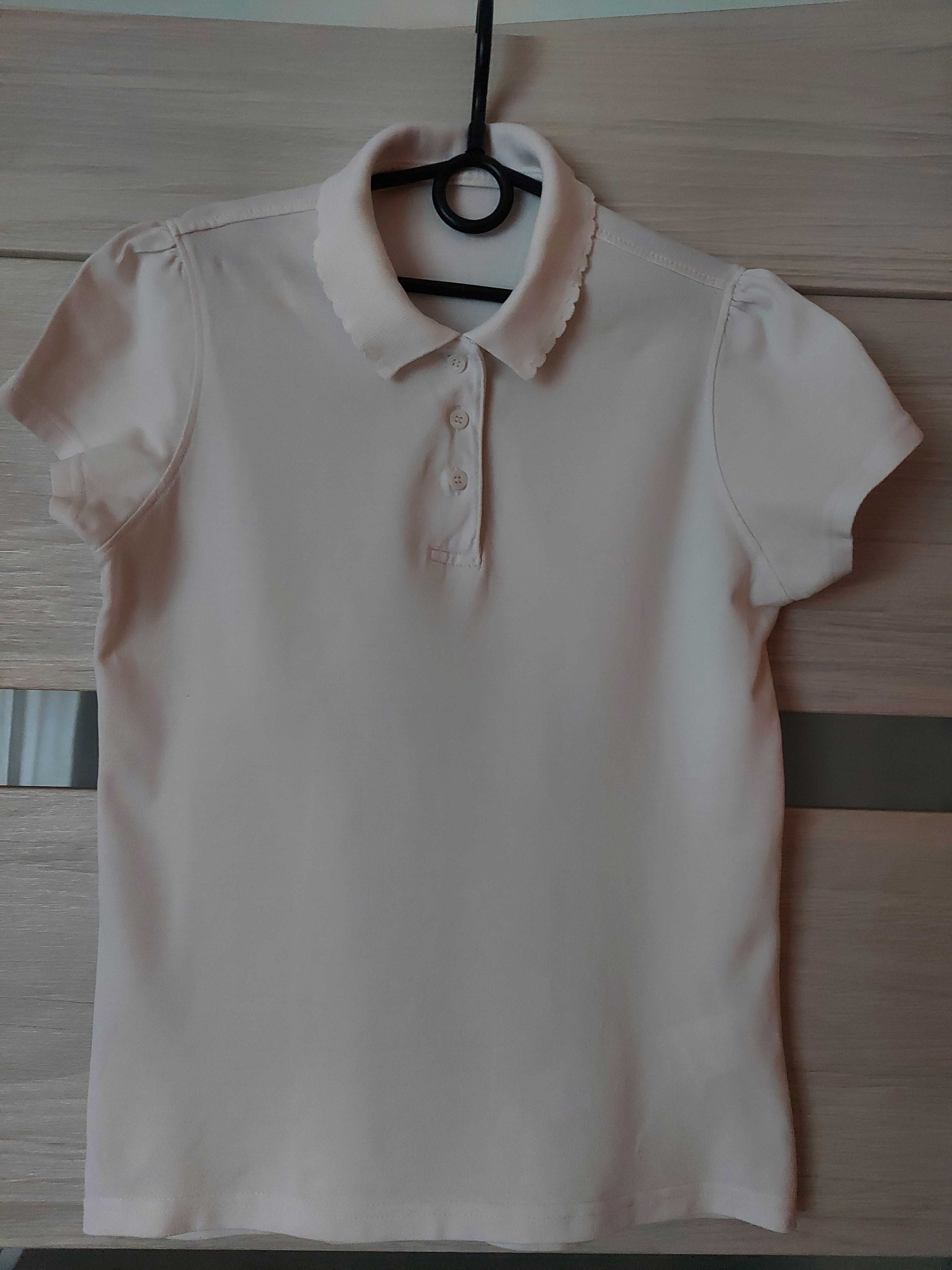 biała koszulka polo, dziewczynka 10-11 lat