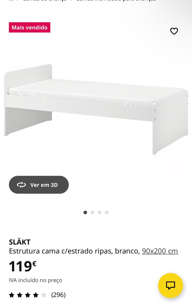 Cama 90x200 branca