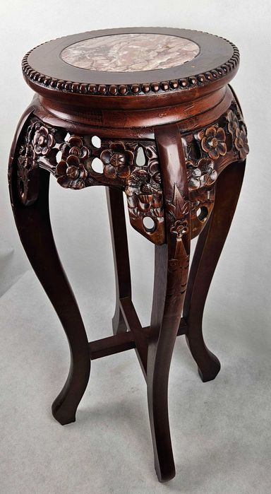 Duży drewniany kwietnik z marmurem - Francja