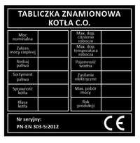 Tabliczka piec, kocioł