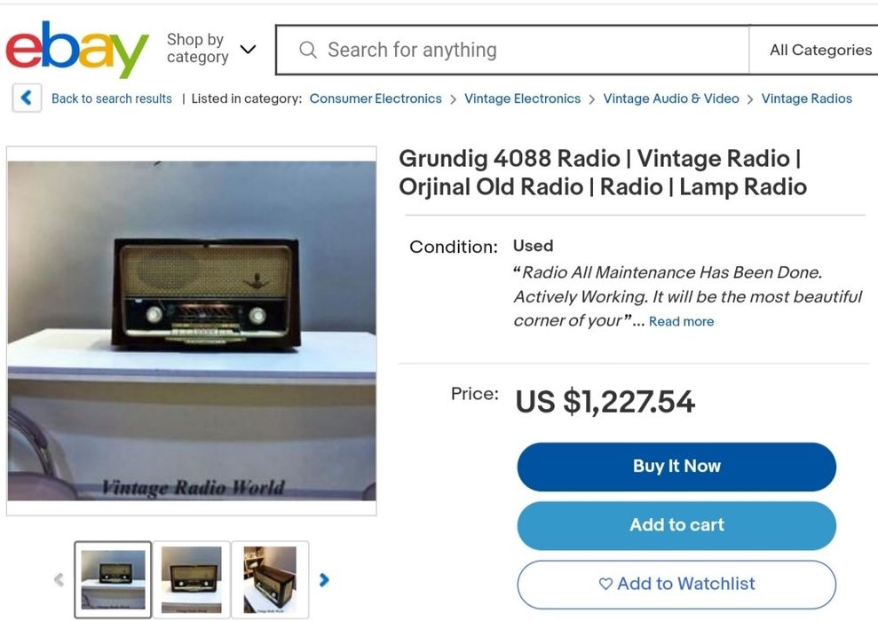 Винтажный ламповый радиоприёмник GRUNDIG с эквалайзером.