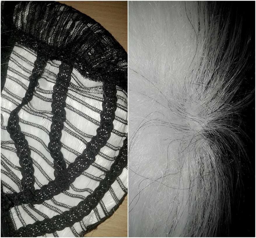 Monokuma Cruella de Mon cosplay wig peruka biała czarna krótka krótki