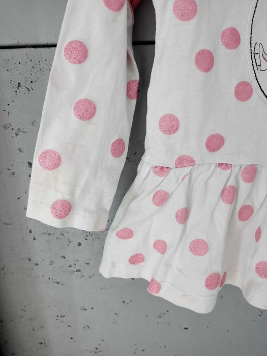 Bluzka dla dziewczynki na długi rękaw r.92 kropeczki