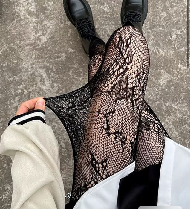 Трендові колготи жіночі чорні колготи сітка ажурні колготи стильні