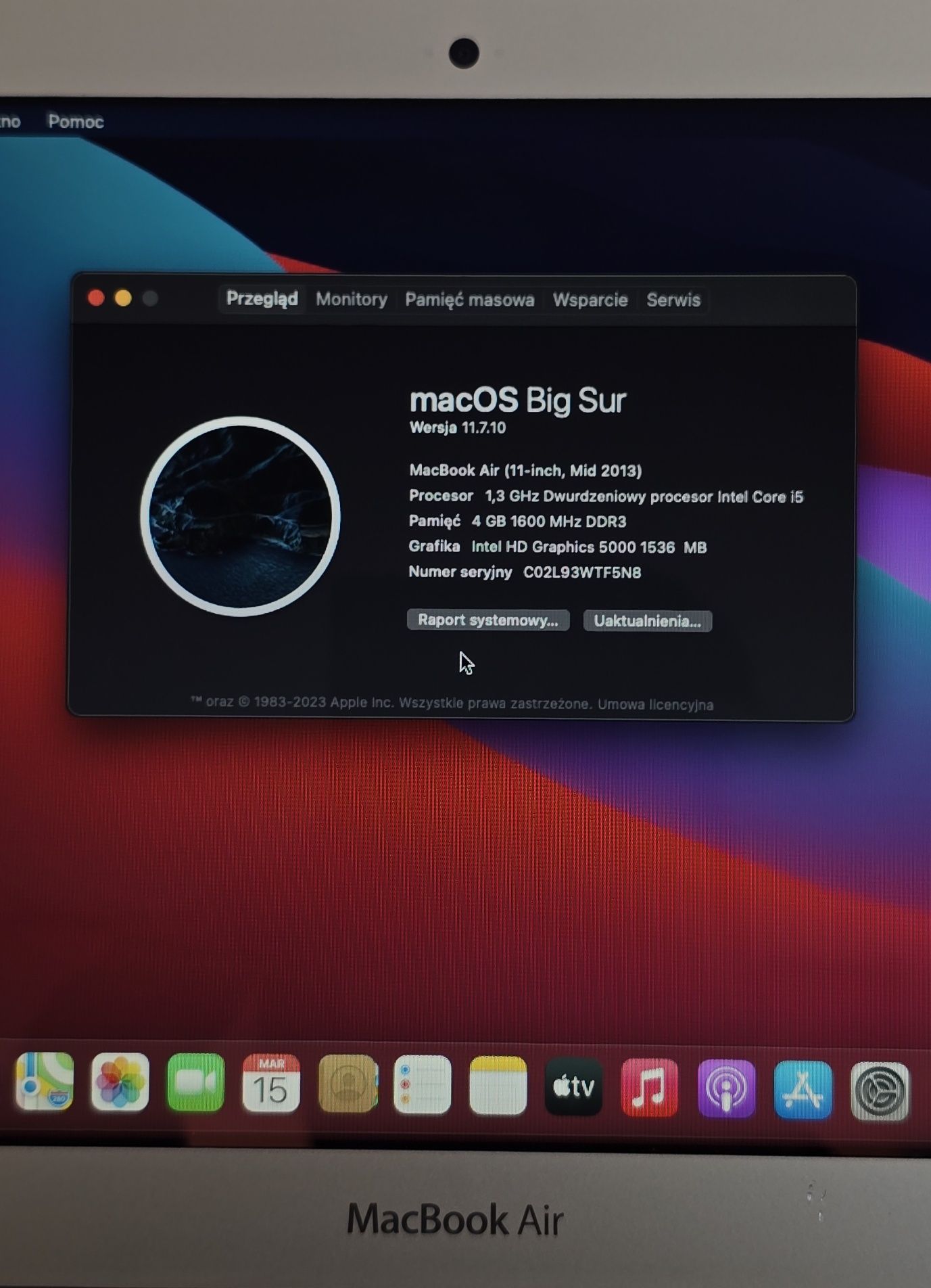 MacBook AIR i5 4GB Ram 256GB SSD MacOS BIG SUR A1465
