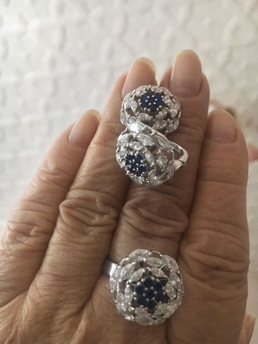 Набор серьги и кольцо СК 17,5 см (серебро),та набор 16,5.