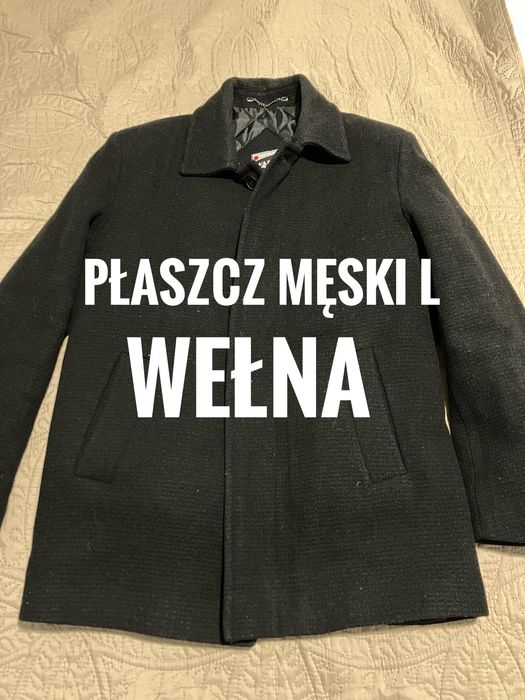 Płaszcz wełniany męski L czarny