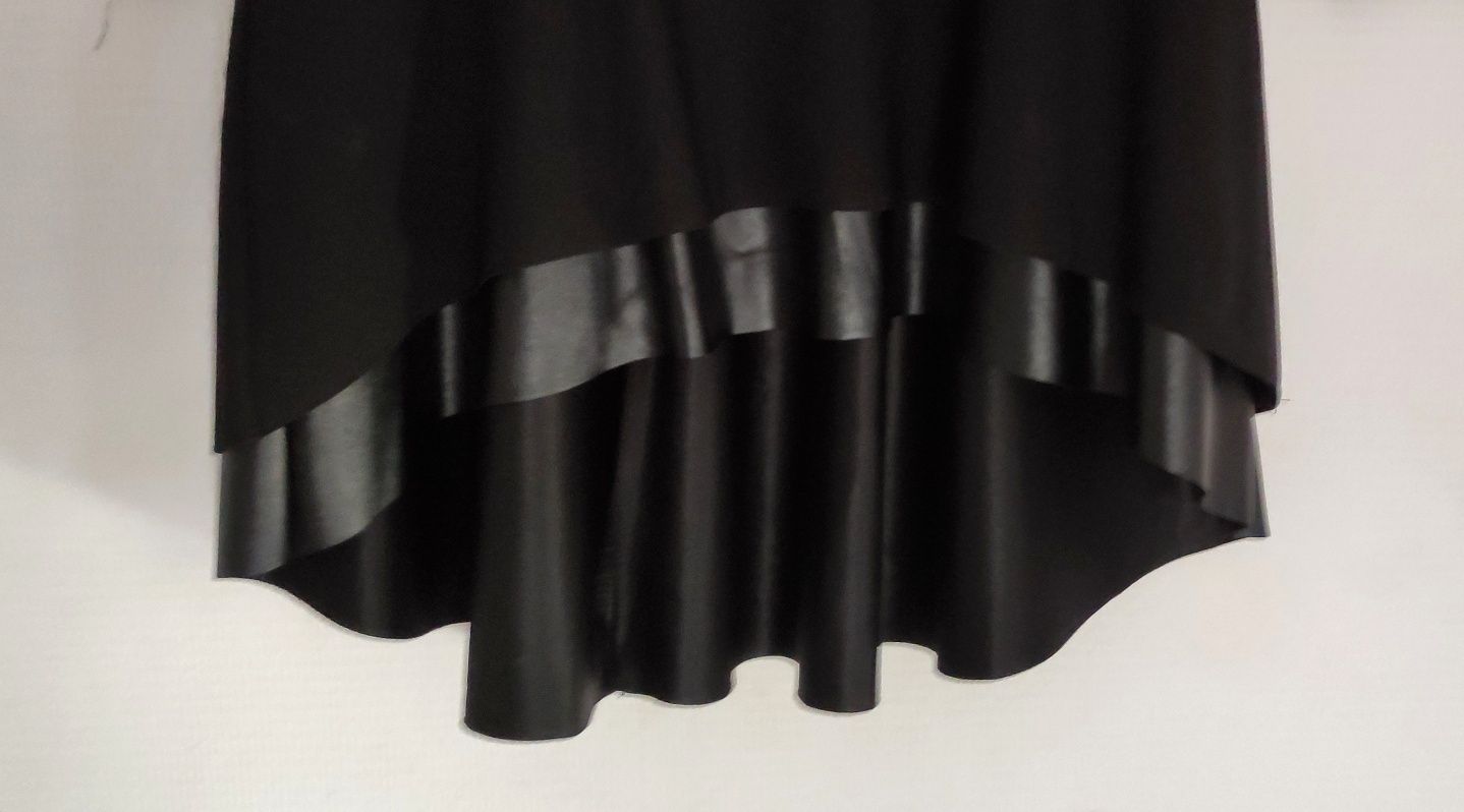 Bluzka damska czarna z baskinką L 38 40 retro elegancka wizytowa