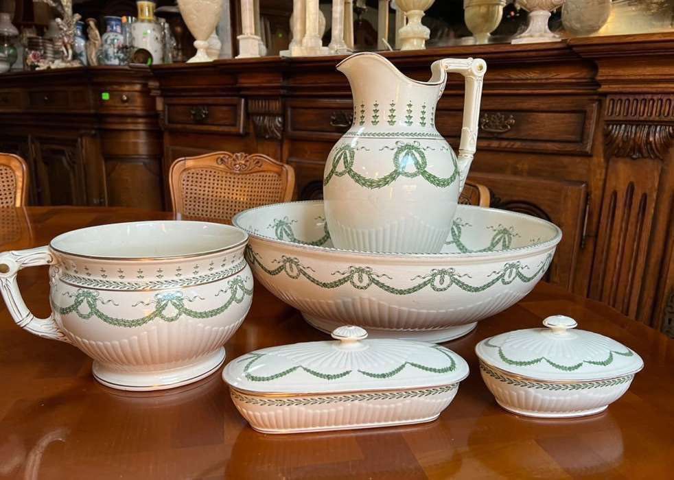 Duży francuski zestaw toaletowy z majoliki - Sarreguemines