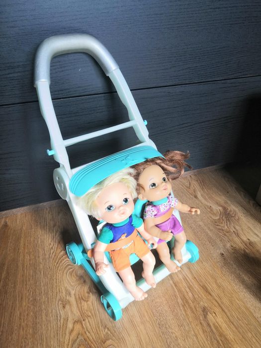 Tanio mały wózek dla lalek + 2 lalki chłopiec dziewczynka